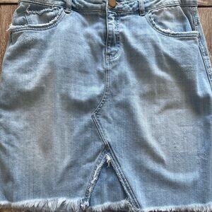 Democracy Lite Blue Distressed & faded Jean Skirt, Size 10